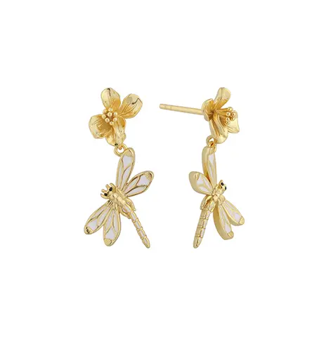 PLE08080 925 Sterling S&oslash;lv Guldsmed og Blomst Emalje &Oslash;rering