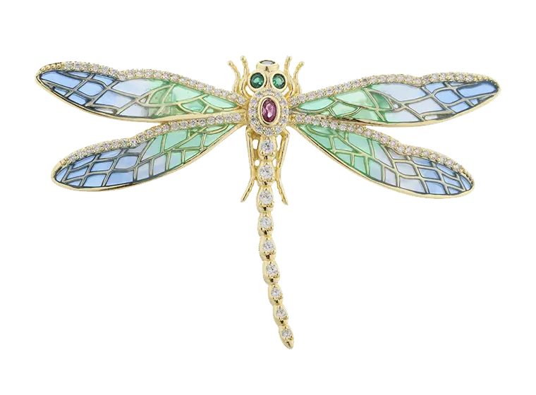 C00419 925 Sterling S&oslash;lv Sommerfugle Emalje Broche