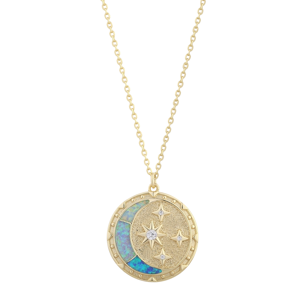 PLN03303 Halsk&aelig;de i 925 Sterling S&oslash;lv med Opal og CZ