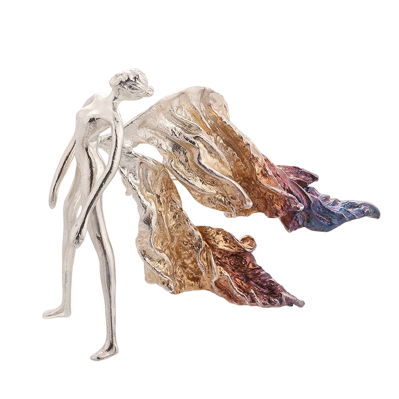 C00611 Håndlavet broche med engel i 925 sterlingsølv