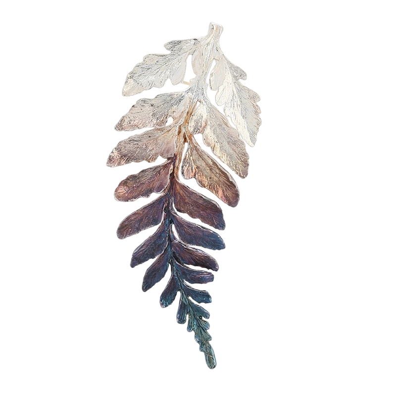 C00612 Håndlavet broche i 925 sterlingsølv med blade