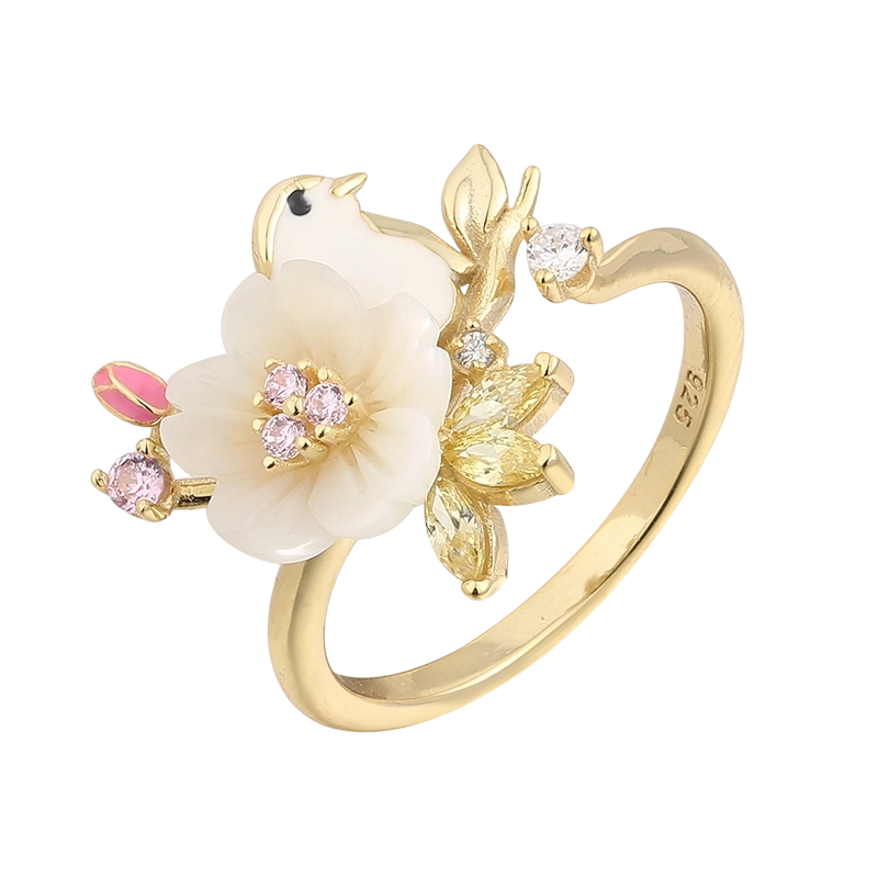 YR02679 925 Sterling S&oslash;lv MOP Ring