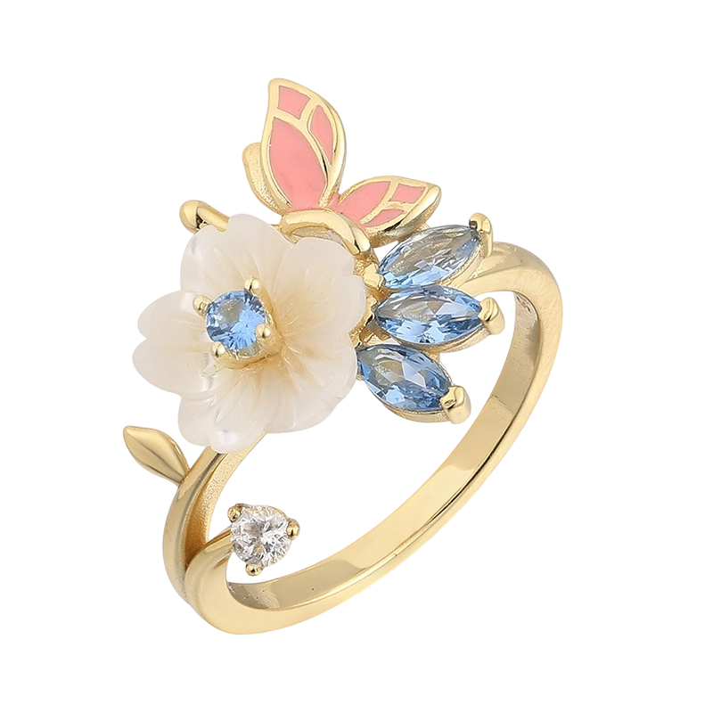 YR02682 925 Sterling S&oslash;lv MOP Ring