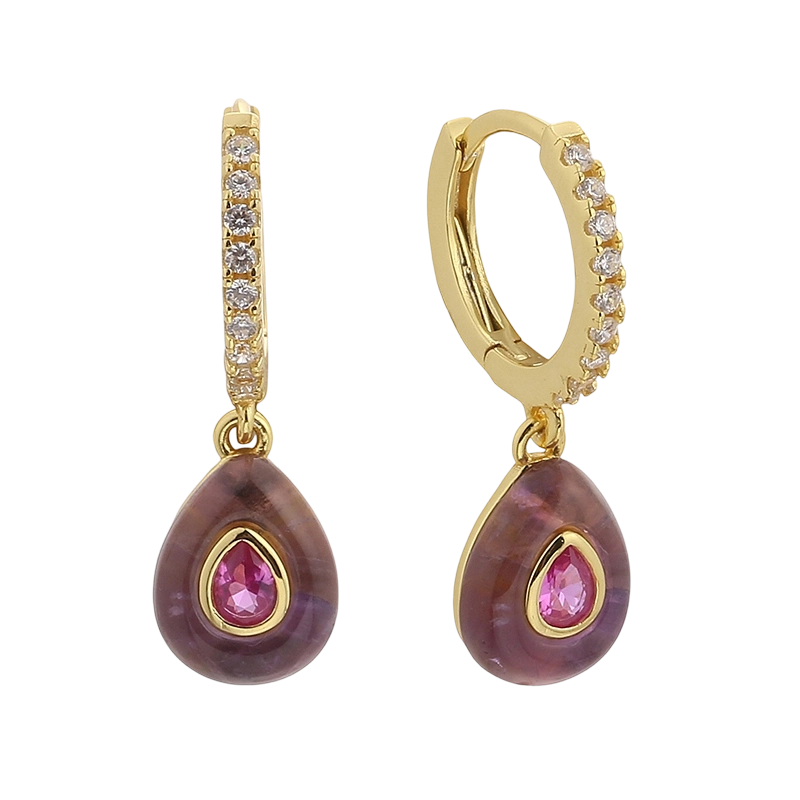 E08641A 925 Sterling S&oslash;lv CZ Ametyst &Oslash;rering