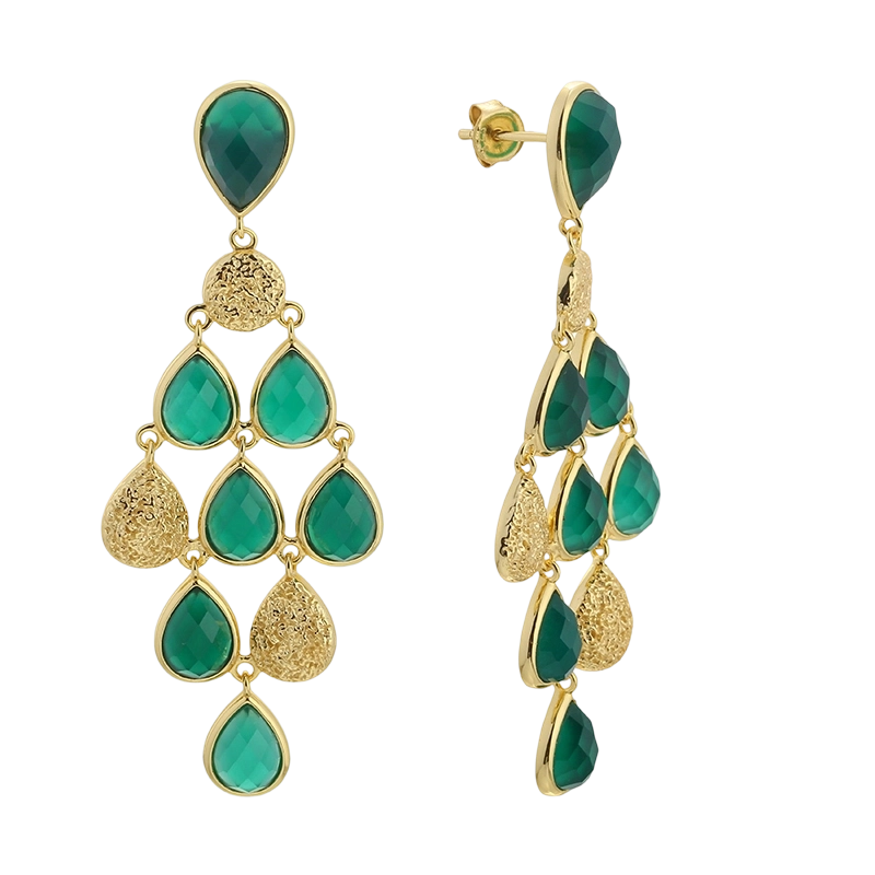 E08327 925 Sterling S&oslash;lv Gr&oslash;n Agat &Oslash;rering