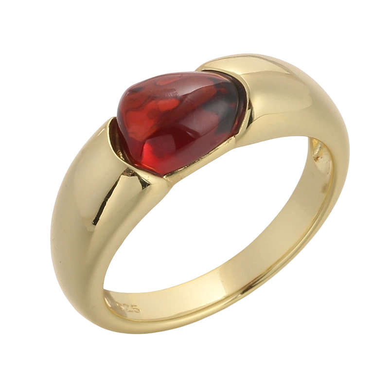 R04182A 925 Sterling S&oslash;lv Granat Ring