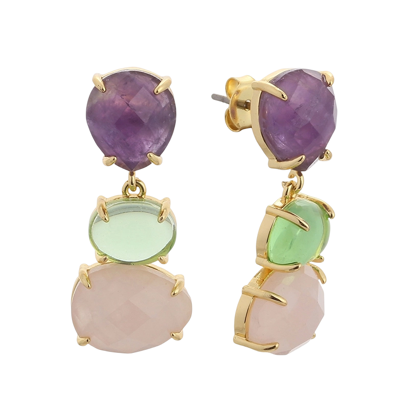 YE01766 925 Sterling S&oslash;lv Ametyst Rosakvarts &Oslash;rering