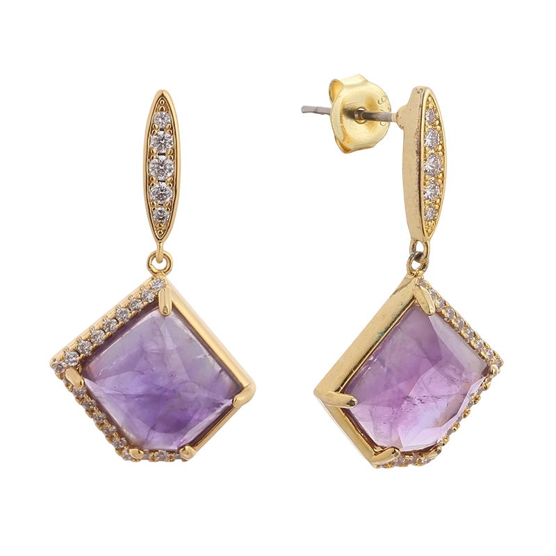 YE02004 925 Sterling S&oslash;lv CZ Ametyst &Oslash;rering