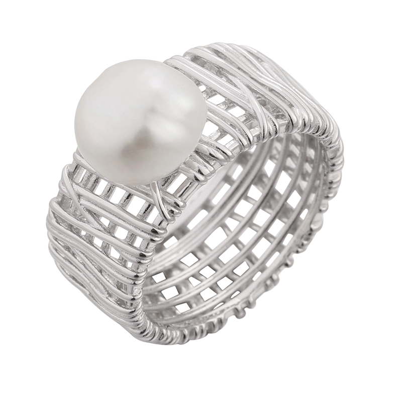 YR03378 925 Sterling Sølv Barok Perle Ring